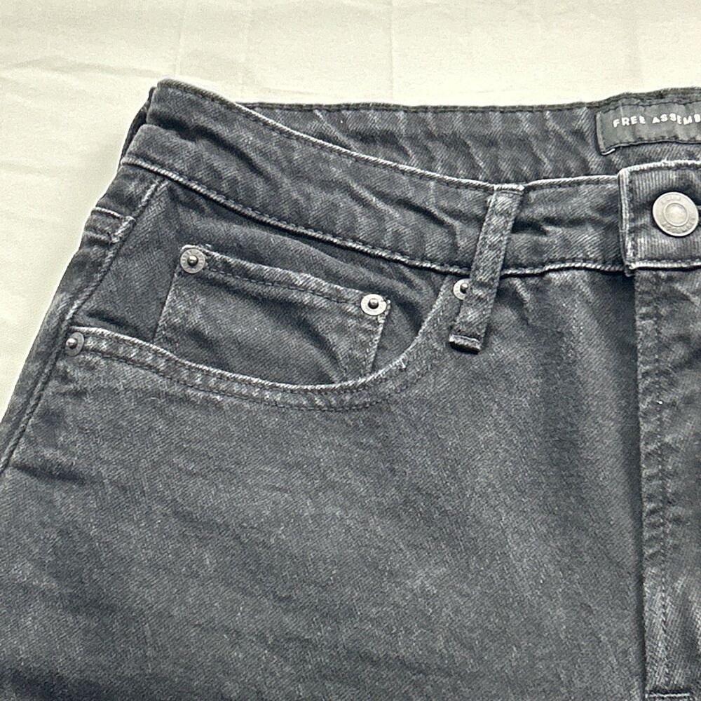 Free Assembly Women's Size 12 High Rise Full Wide Straight Black Jeans Grunge - Picture 7 of 10
